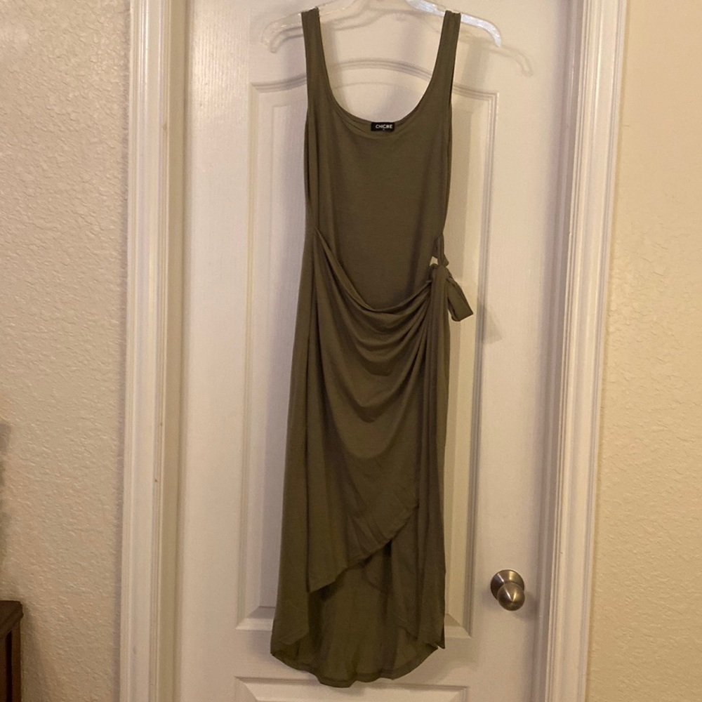 NWOT CHICME olive green bodycon dress size small